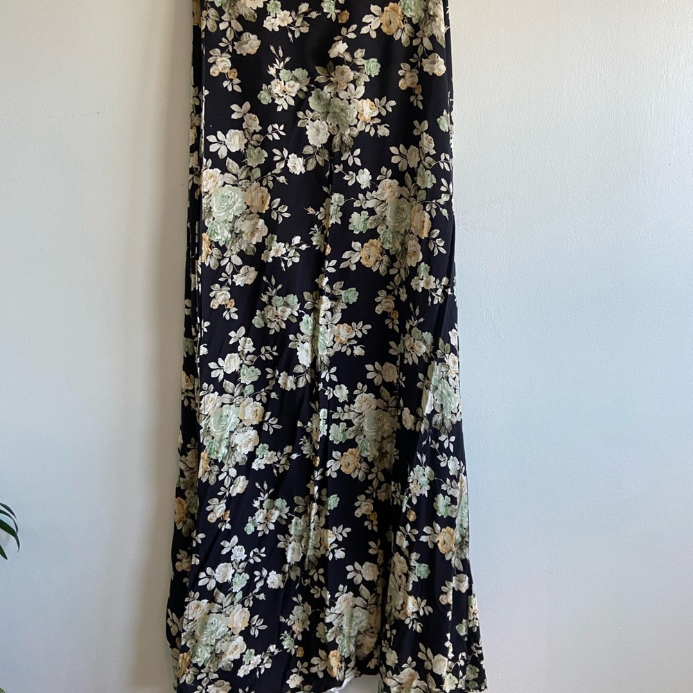 Cotton Candy Black Floral Maxi Wrap Skirt